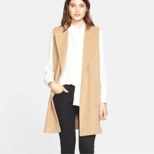 Helene London Women's Brown Cashmere Sleeveless Coat Duster Size 8